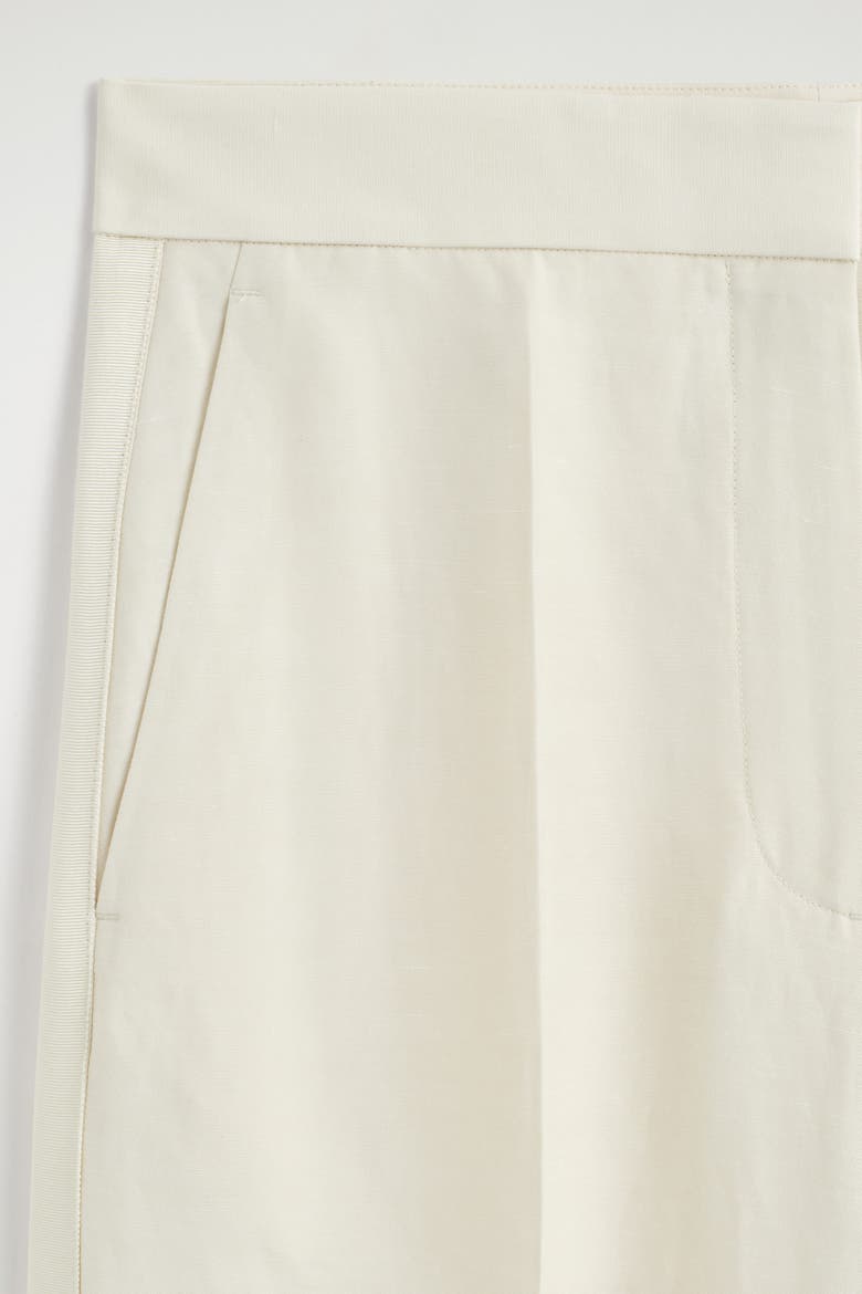 Tailored Linen-Blend Straight-Leg Pants, Alternate, color, ECRU