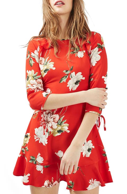 Ruffle Floral Tea Dress