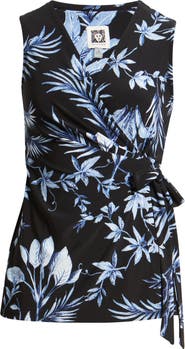 Anne Klein Floral Sleeveless Wrap Top