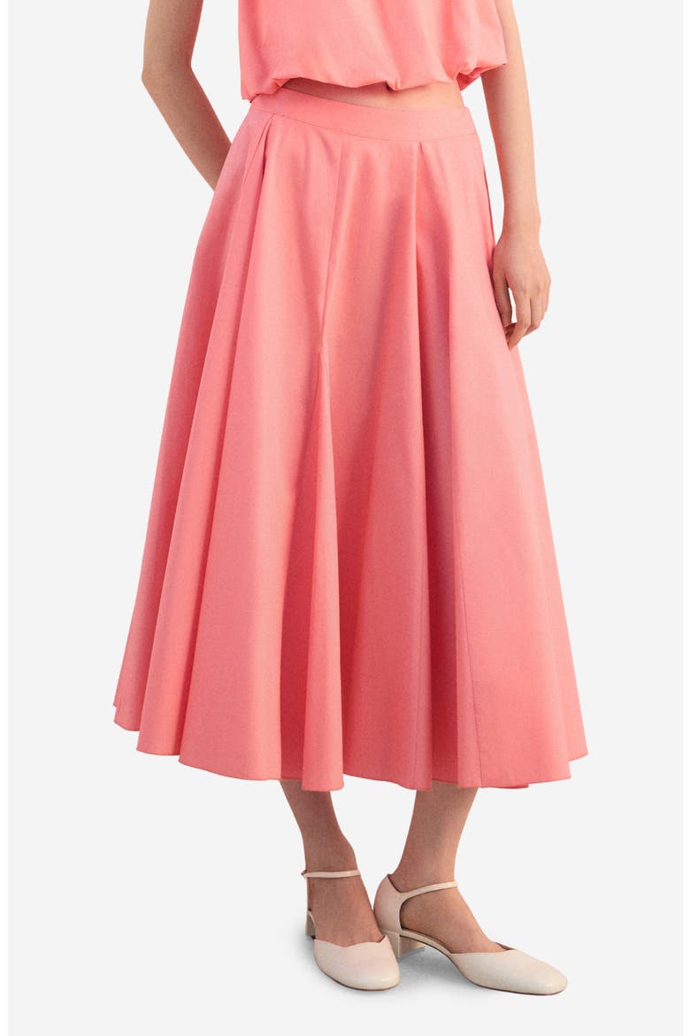 Flared Midi Skirt, Main, color, CORAL RED