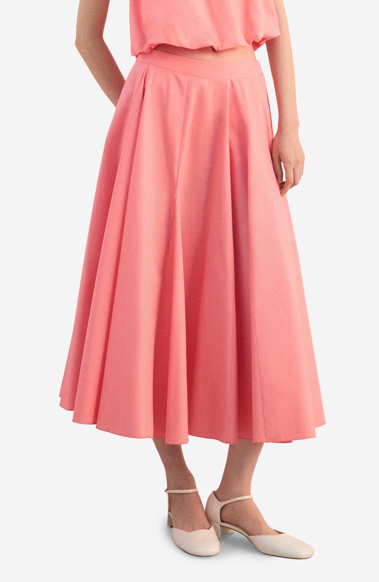 MANGO Flared Midi Skirt, Main, color, Coral Red