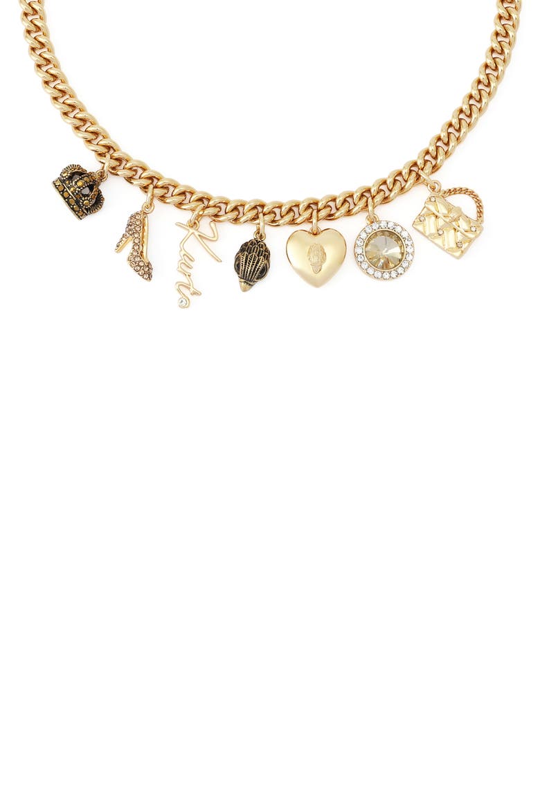 Mixed Charm Curb Chain Necklace, Alternate, color, GOLD