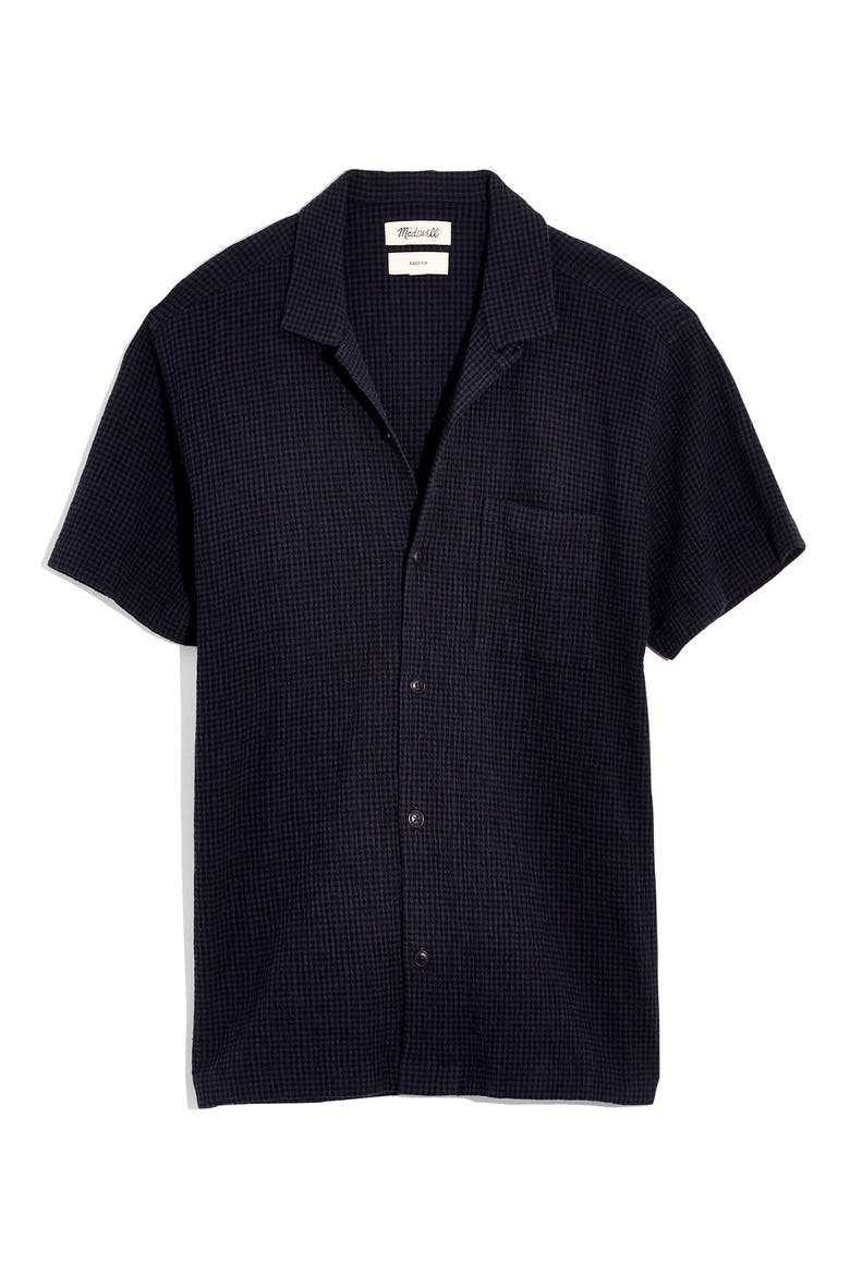 Textural Check Easy Camp Shirt, Alternate, color, TINY CHECK NIGHT INDIGO