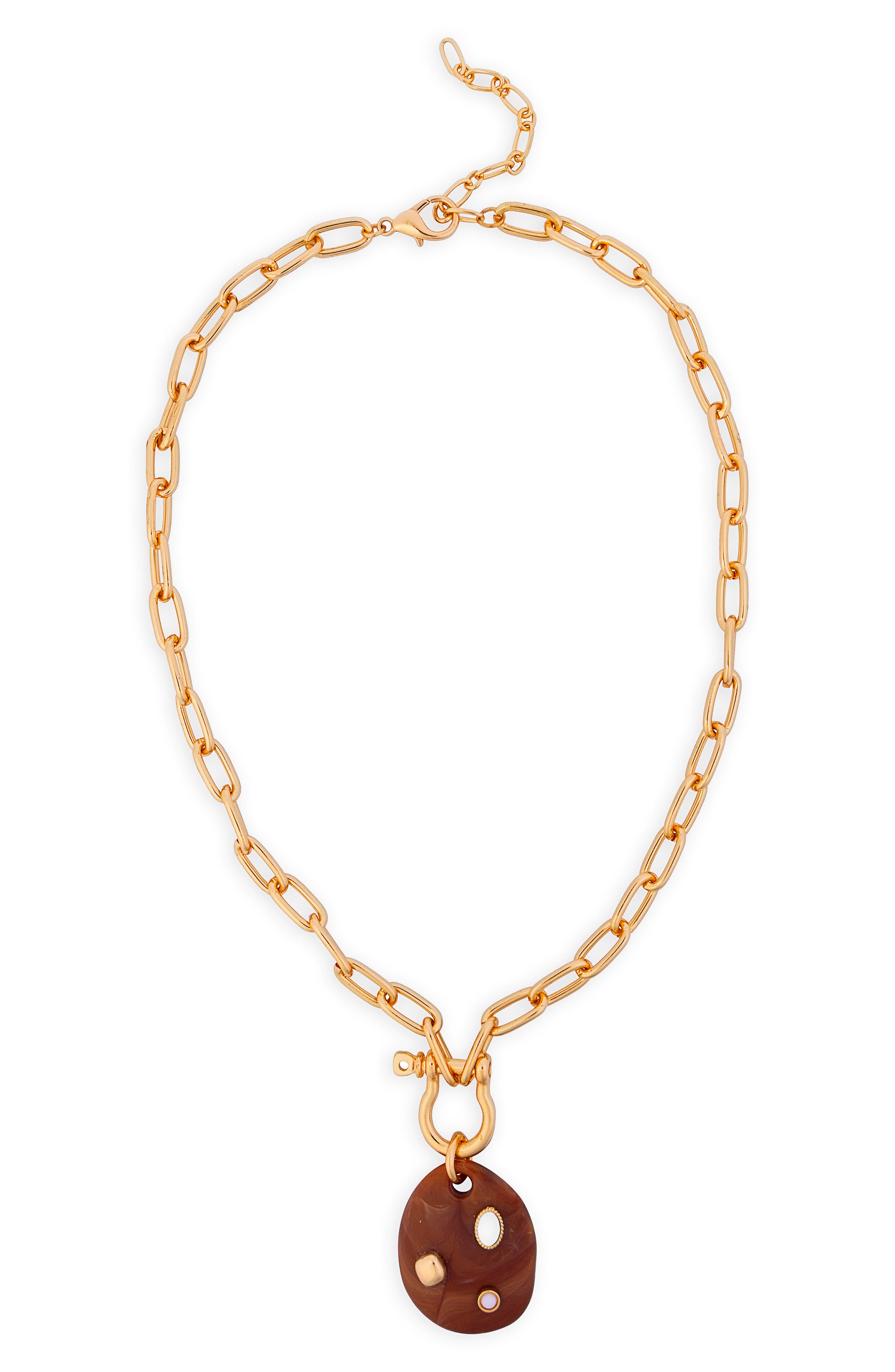 Stone Pendant Chain Necklace