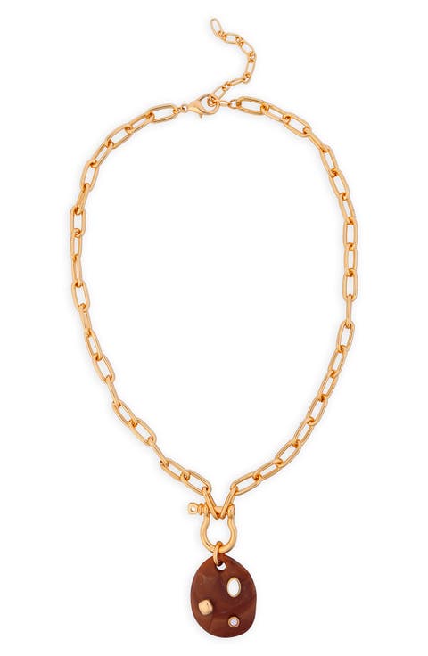 Stone Pendant Chain Necklace