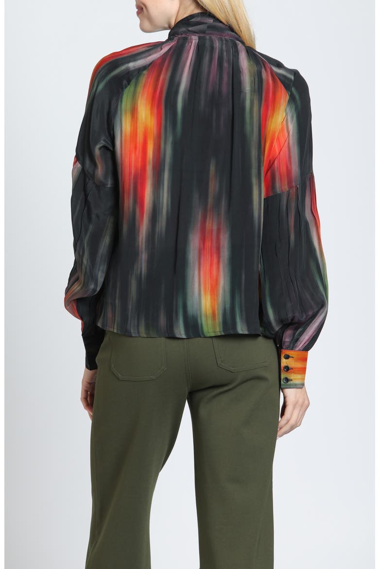 Print Tie Neck Top, Alternate, color, JET/SUNSET MIRAGE MULTI