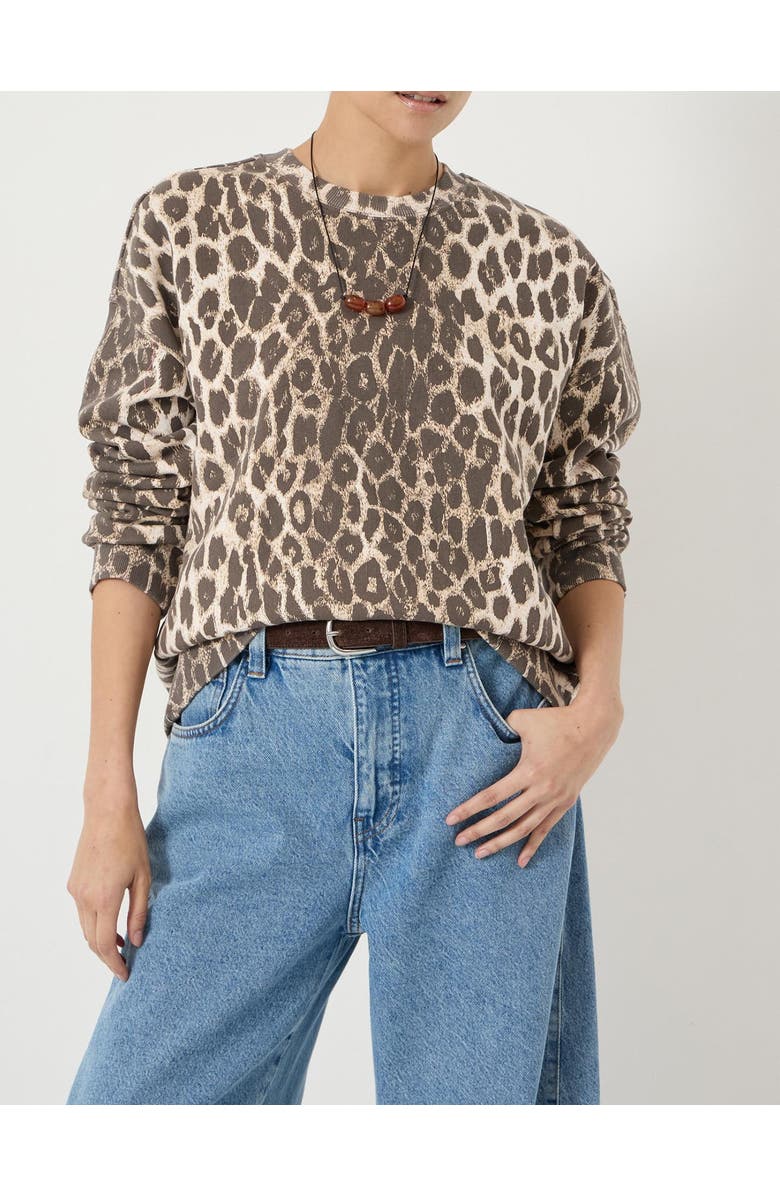 Hush Astra Leopard Print Cotton Sweatshirt, Alternate, color, Trans Neutral Leopard Print