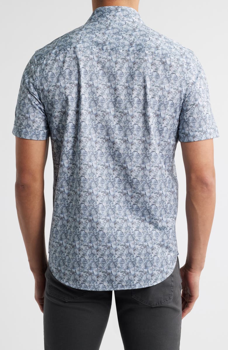 Bugatchi Miles OoohCotton<sup>®</sup> Floral Short Sleeve Button-Up Shirt, Alternate, color, Graphite