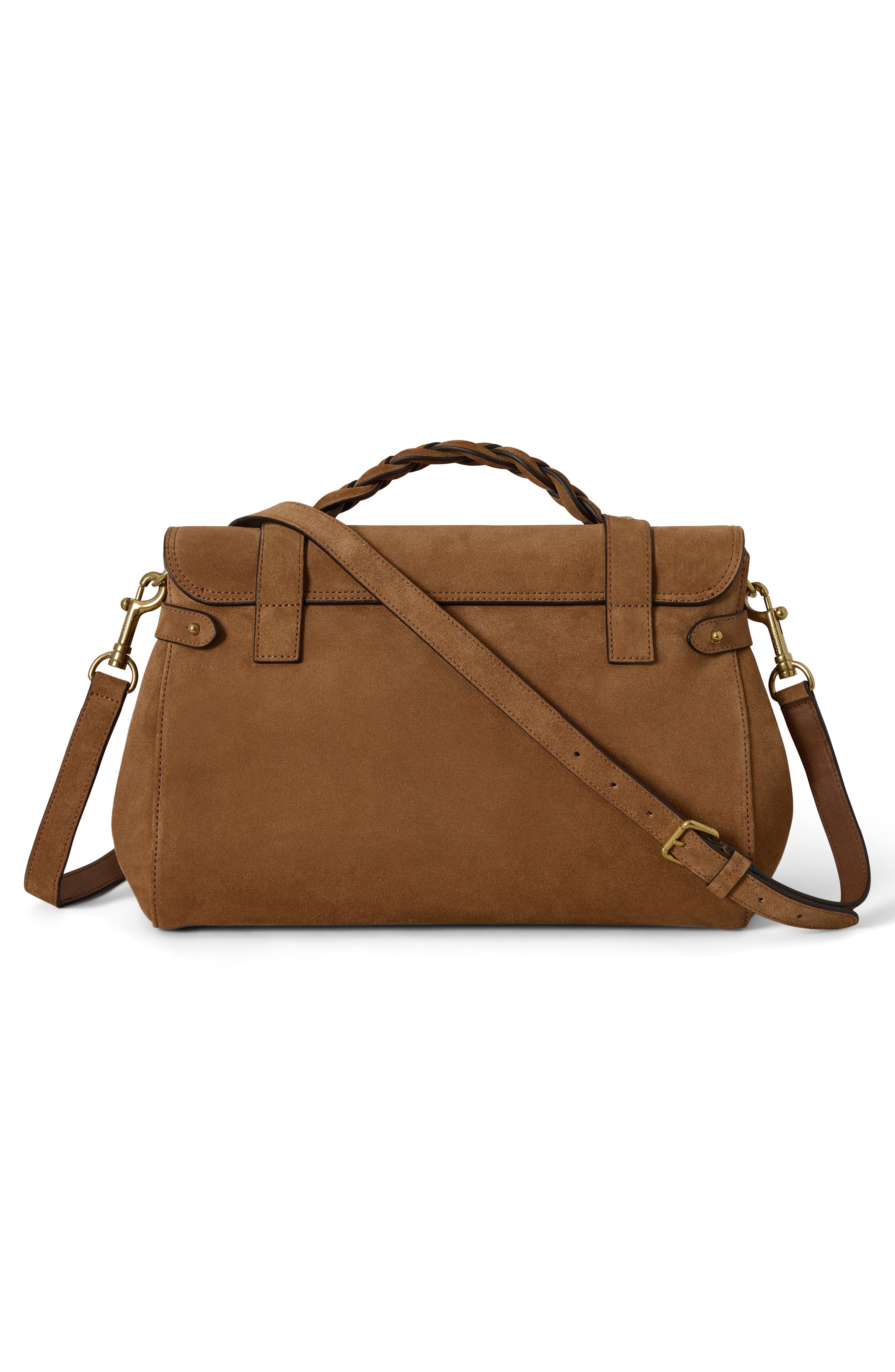Alexa Suede Satchel, Alternate, color, VINTAGE OAK