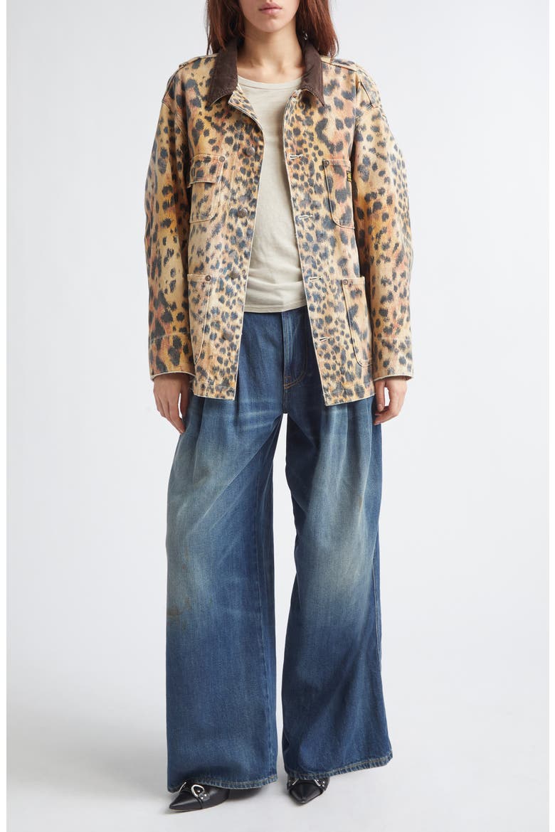 Relaxed Leopard Print Chore Jacket, Alternate, color, VINTAGE ORANGE LEOPARD