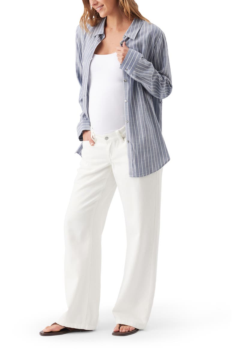 Billie Elastic Wide Leg Maternity Jeans, Alternate, color, Ecru