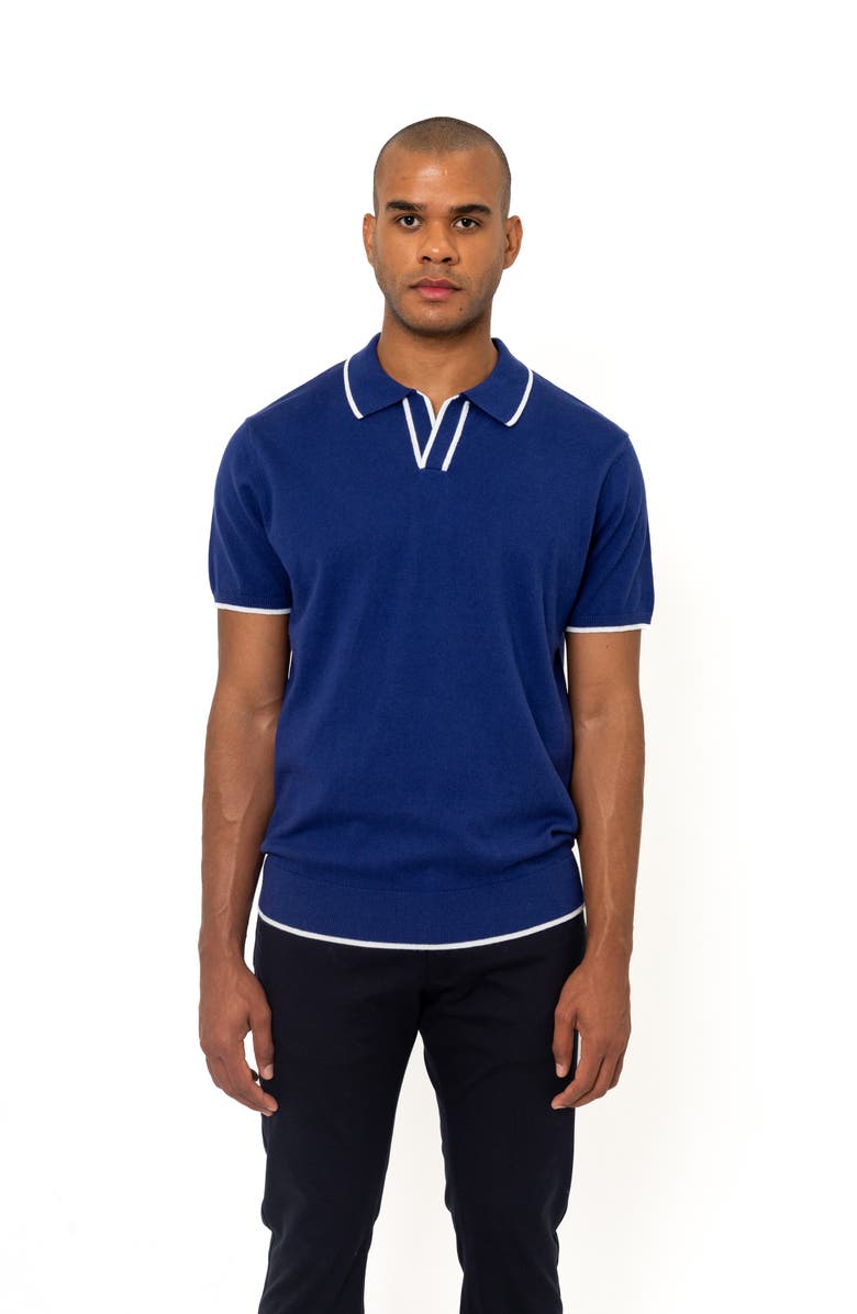 PINO BY PINOPORTE Tipped Cotton & Cashmere Polo, Alternate, color, Navy