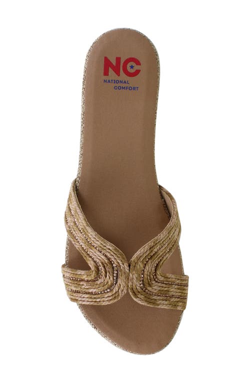National Comfort Terrassa Slide Sandal In Brown Fabric