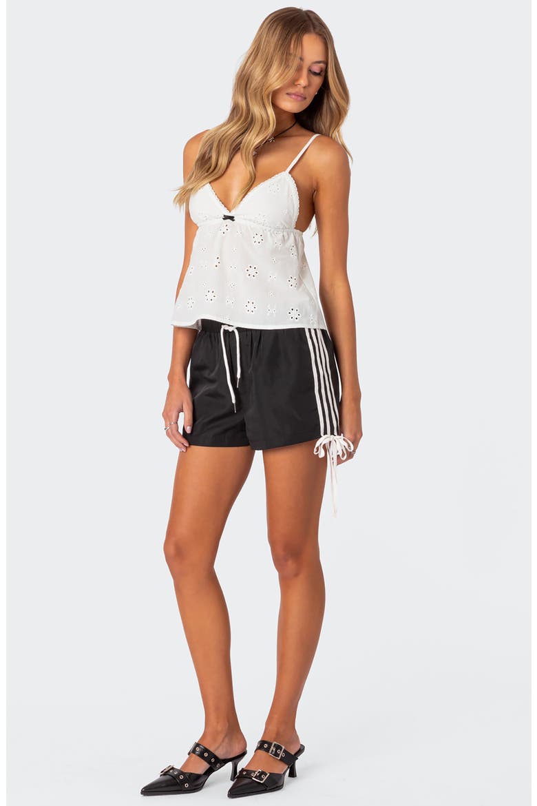 Remy Ribbon Track Shorts, Alternate, color, BLACK