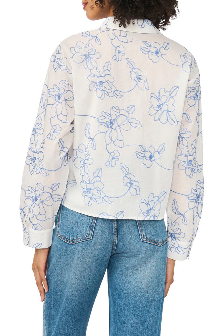 Floral Embroidered Cropped Shirt, Alternate, color, NEW IVORY