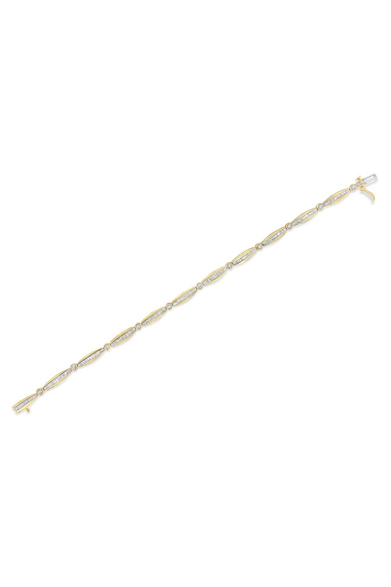 14K Gold 1-1/2 Cttw Diamond Bezel and Tapered Link Bracelet, Alternate, color, Yellow