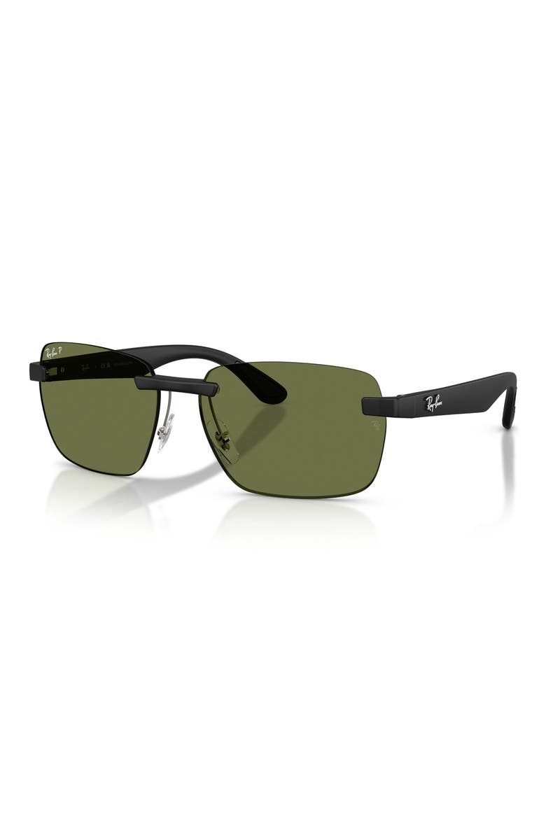 62mm Polarized Irregular Sunglasses, Alternate, color, SAND BLACK / POLAR GREEN