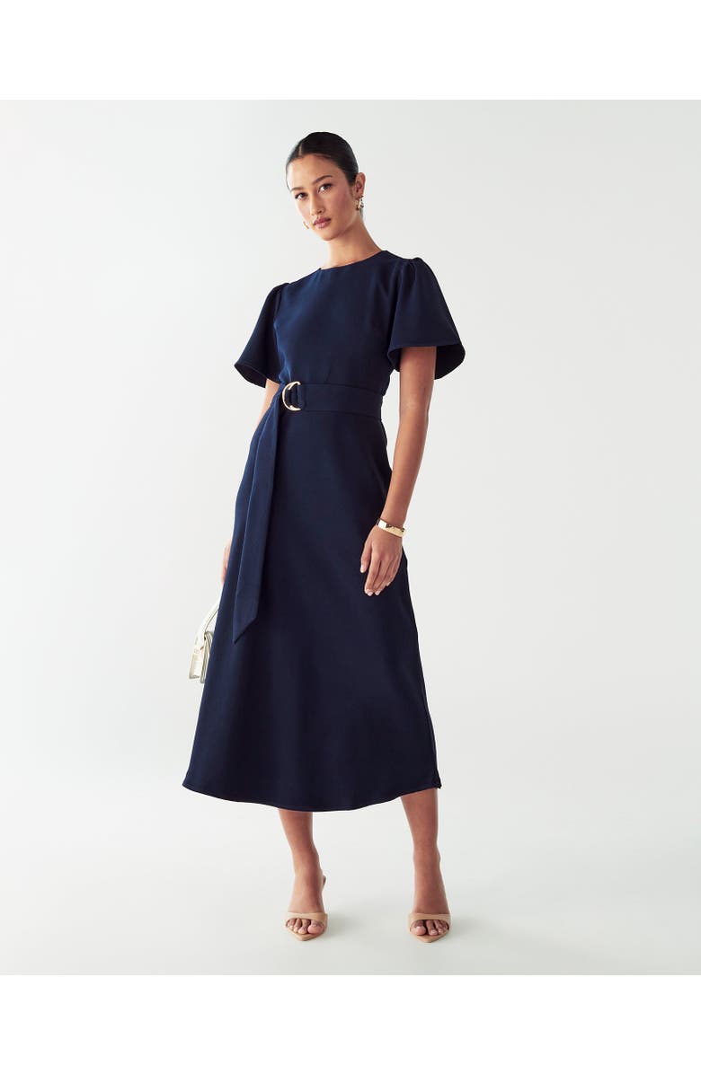 WILLA Bessi Midi Dress, Main, color, Navy Blue