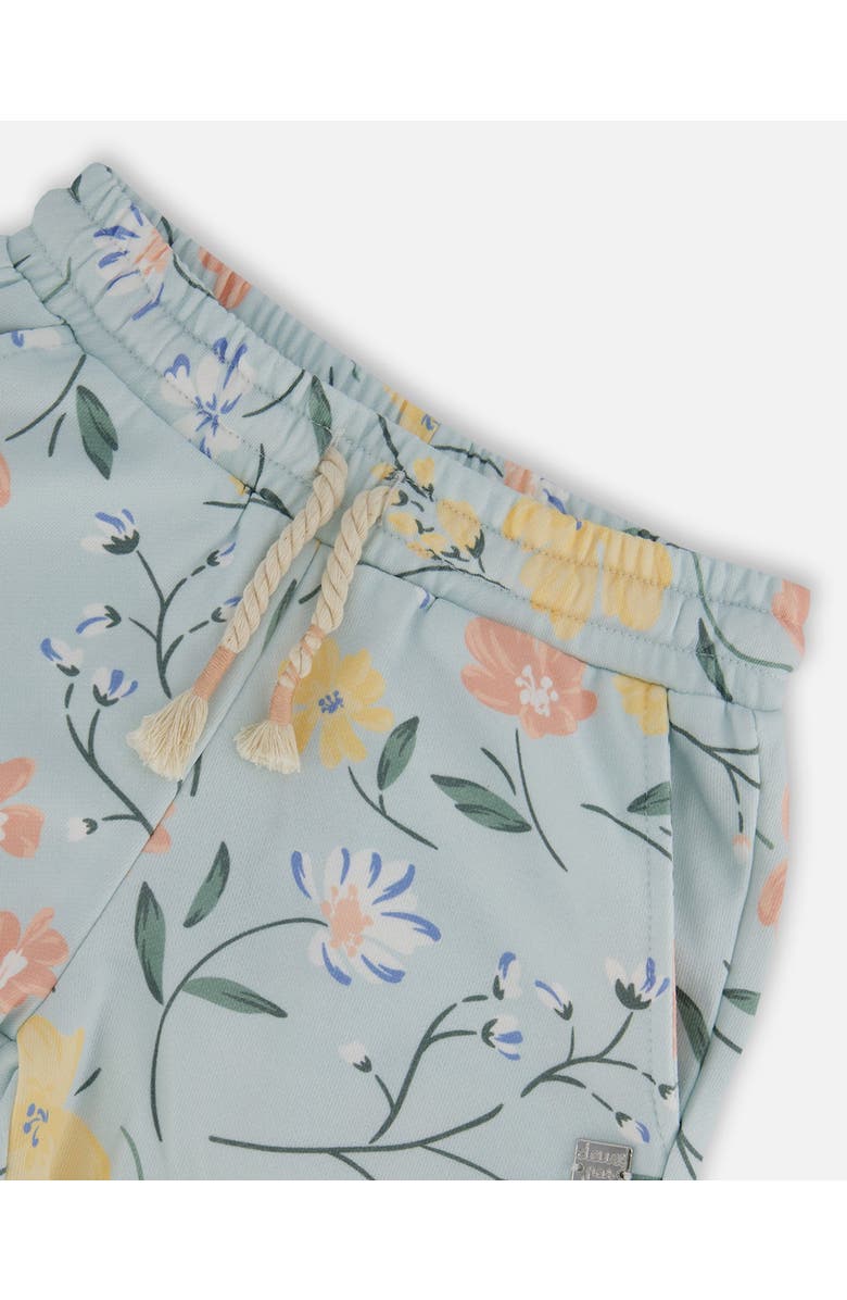 Deux par Deux Girl's French Terry Short Baby Blue With Printed