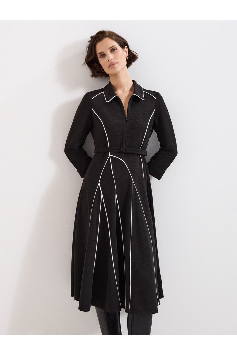 Tilly Piped Dress, Alternate, color, Black/Ivory