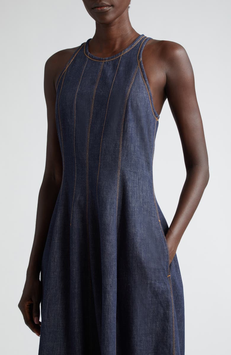 Brunello Cucinelli Sleeveless Denim Fit & Flare Dress, Alternate, color, 