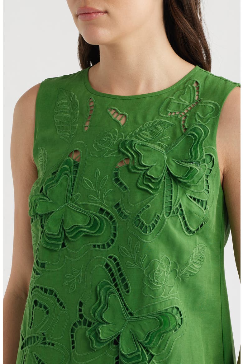 The Isabella Embroidered Sleeveless Dress, Alternate, color, PARADISE GREEN