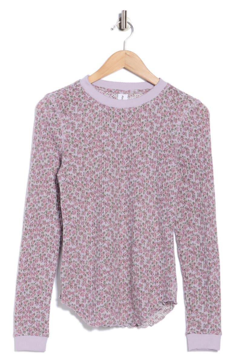Abound Long Sleeve Waffle Knit Top, Alternate, color, Purple Thistle Moody Rosette