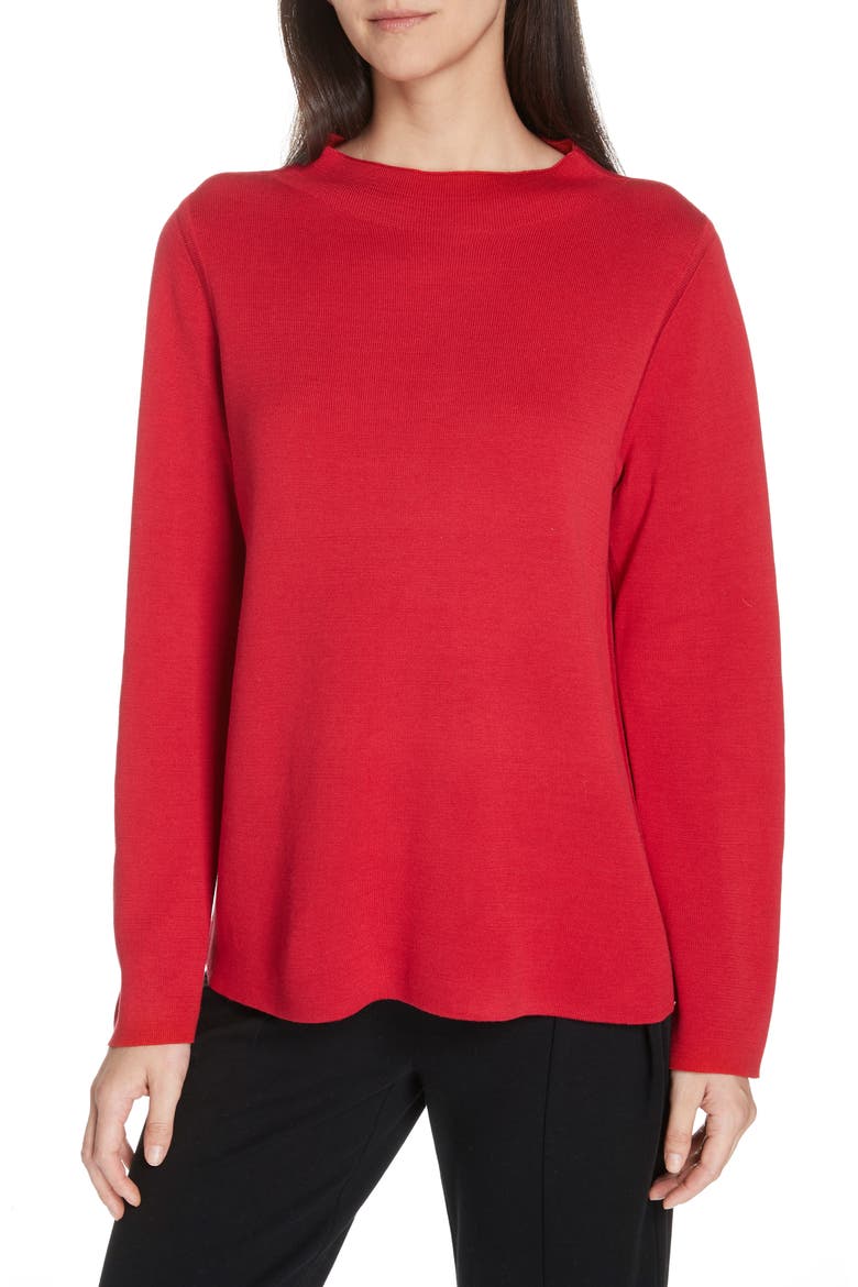 Reversible Silk Blend Sweater, Main, color, LACQUER