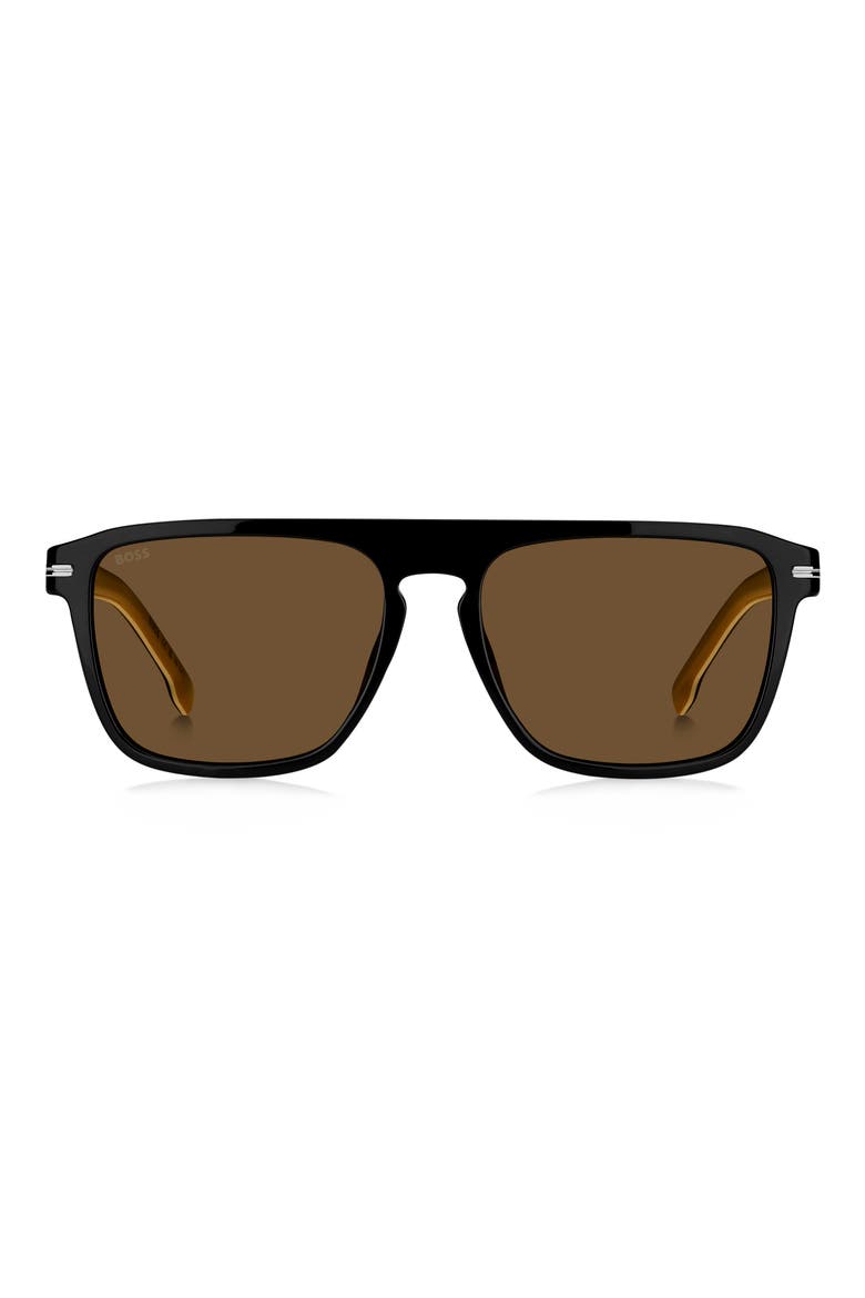 56mm Flat Top Sunglasses, Main, color, BLACK