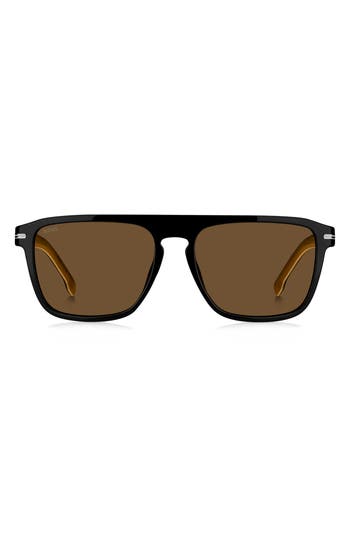 Hugo Boss Boss 56mm Flat Top Sunglasses In Brown