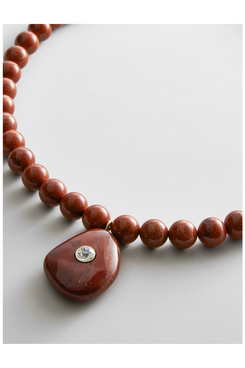 Jamie Semi-Precious Beaded Pendant Necklace, Alternate, color, RED