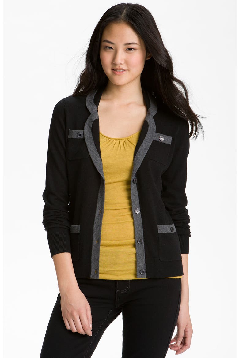 Tipped Sweater Blazer, Main, color, BLACK/ HEATHER GREY COLORBLOCK