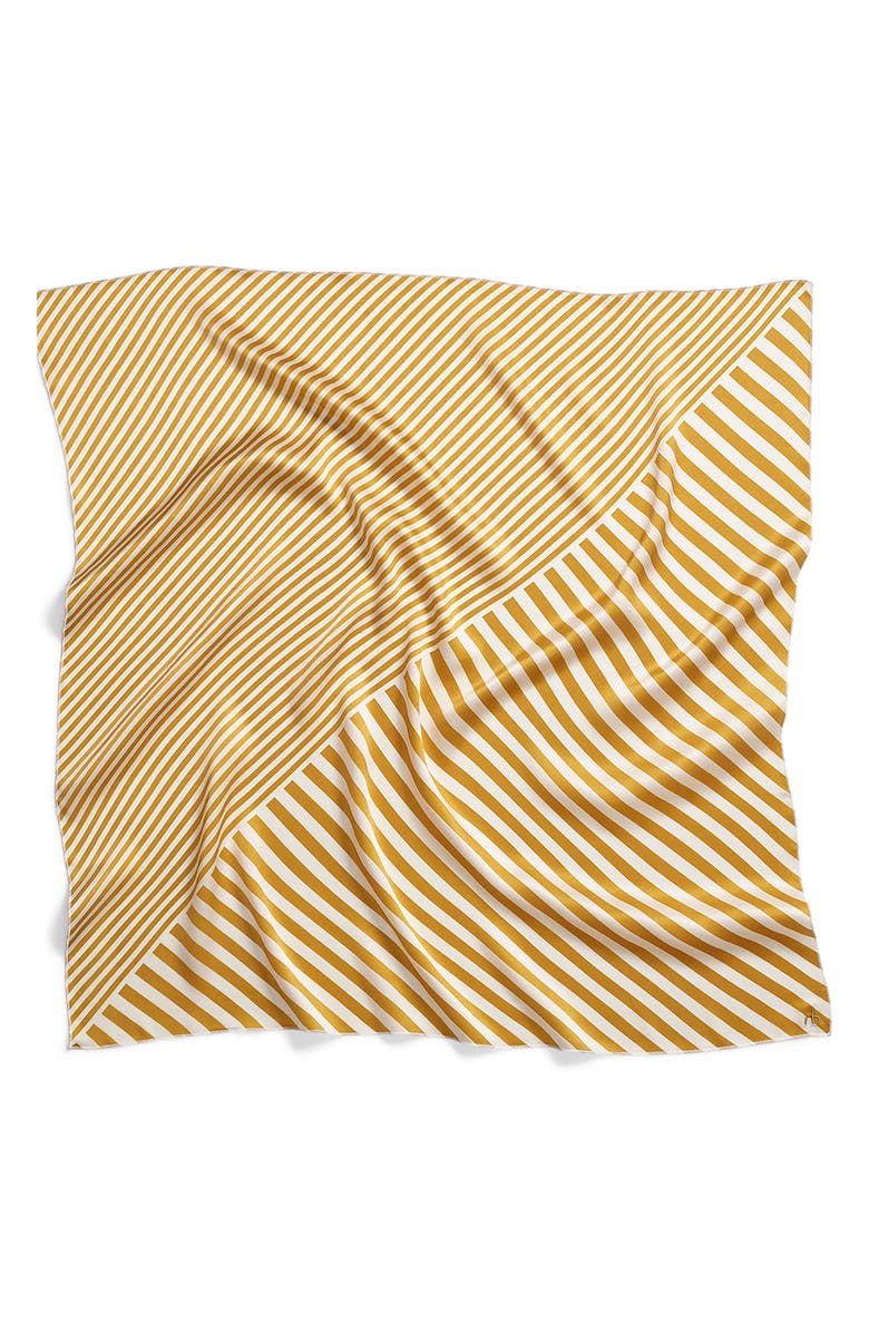 rag & bone Gia Silk Square Scarf, Alternate, color, Gold Stripe