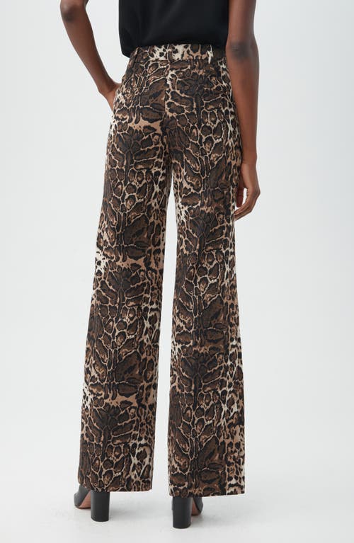 Trina Turk Kendi Leopard Print Wide Leg Pants In Brown