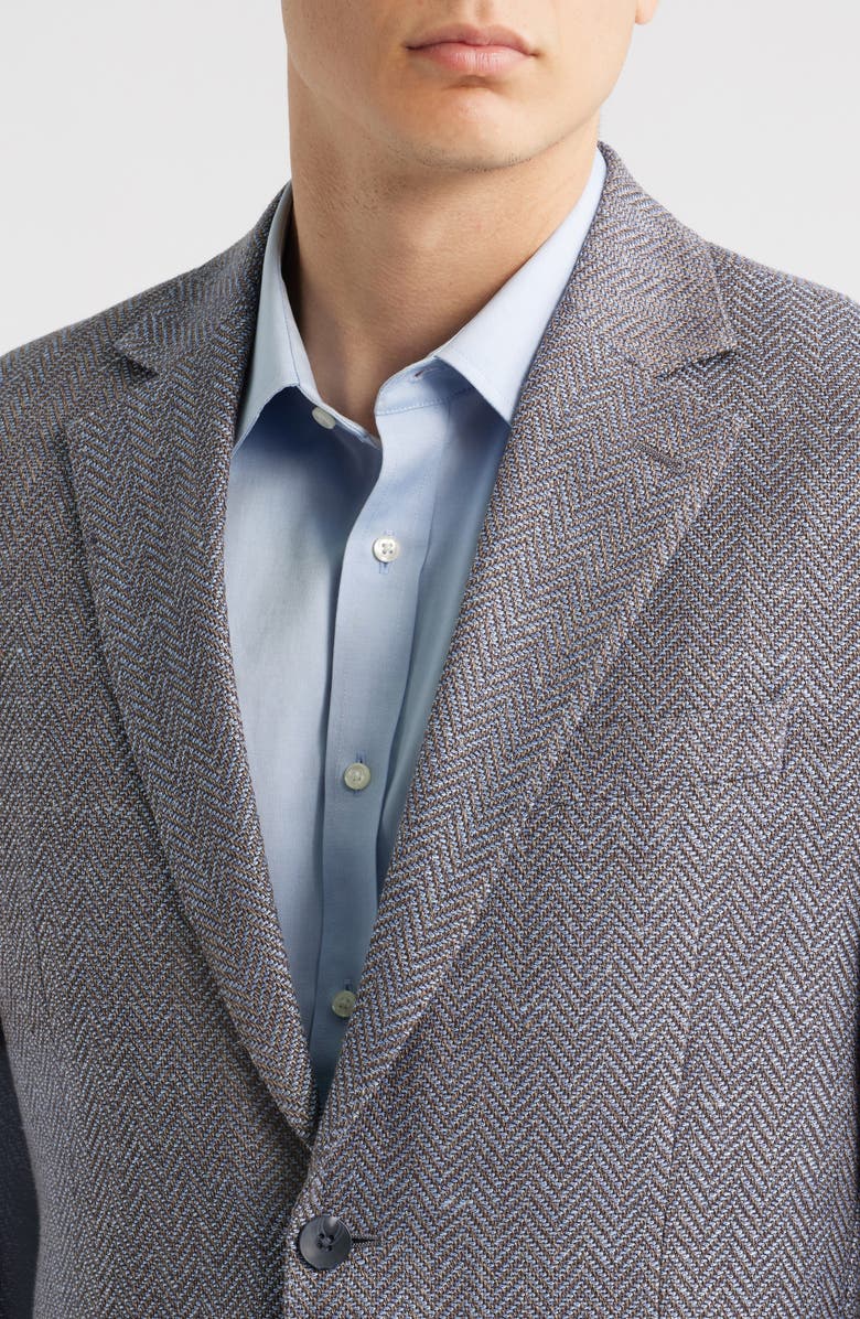 Nordstrom Henrik Trim Fit Italian Wool & Linen Blend Jacket, Alternate, color, Blue Satori Herring Textr