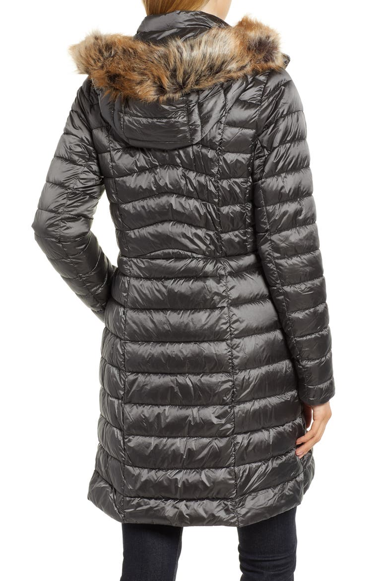 Berneray Faux Fur Trim Quilted Jacket, Alternate, color, ASH GREY