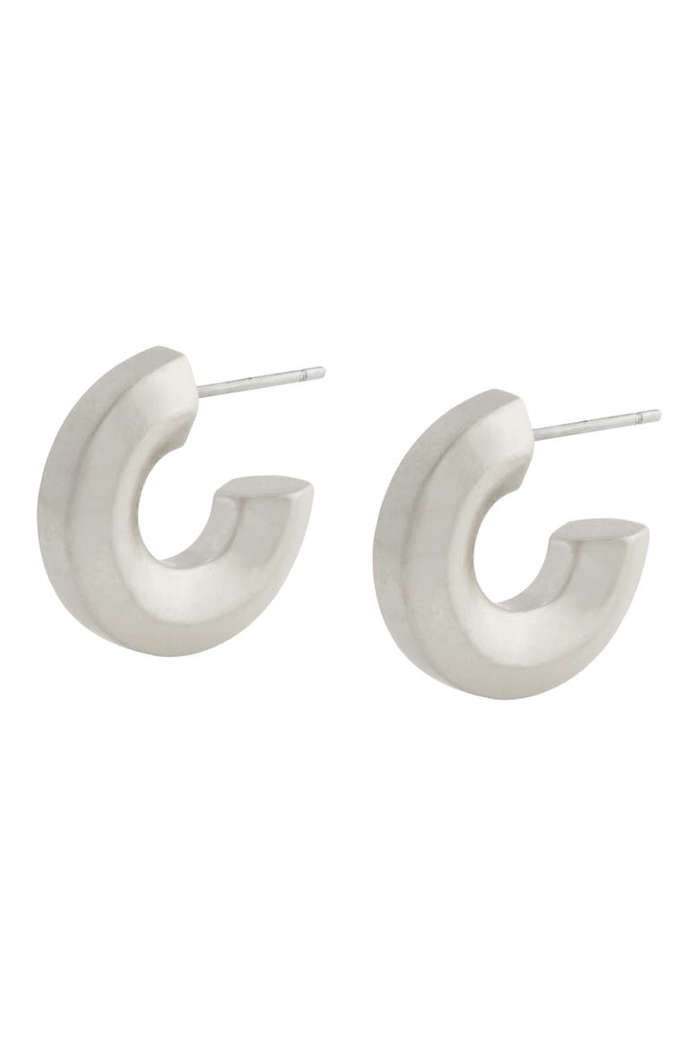 Small Hoop Earrings, Alternate, color, WARM SILVER