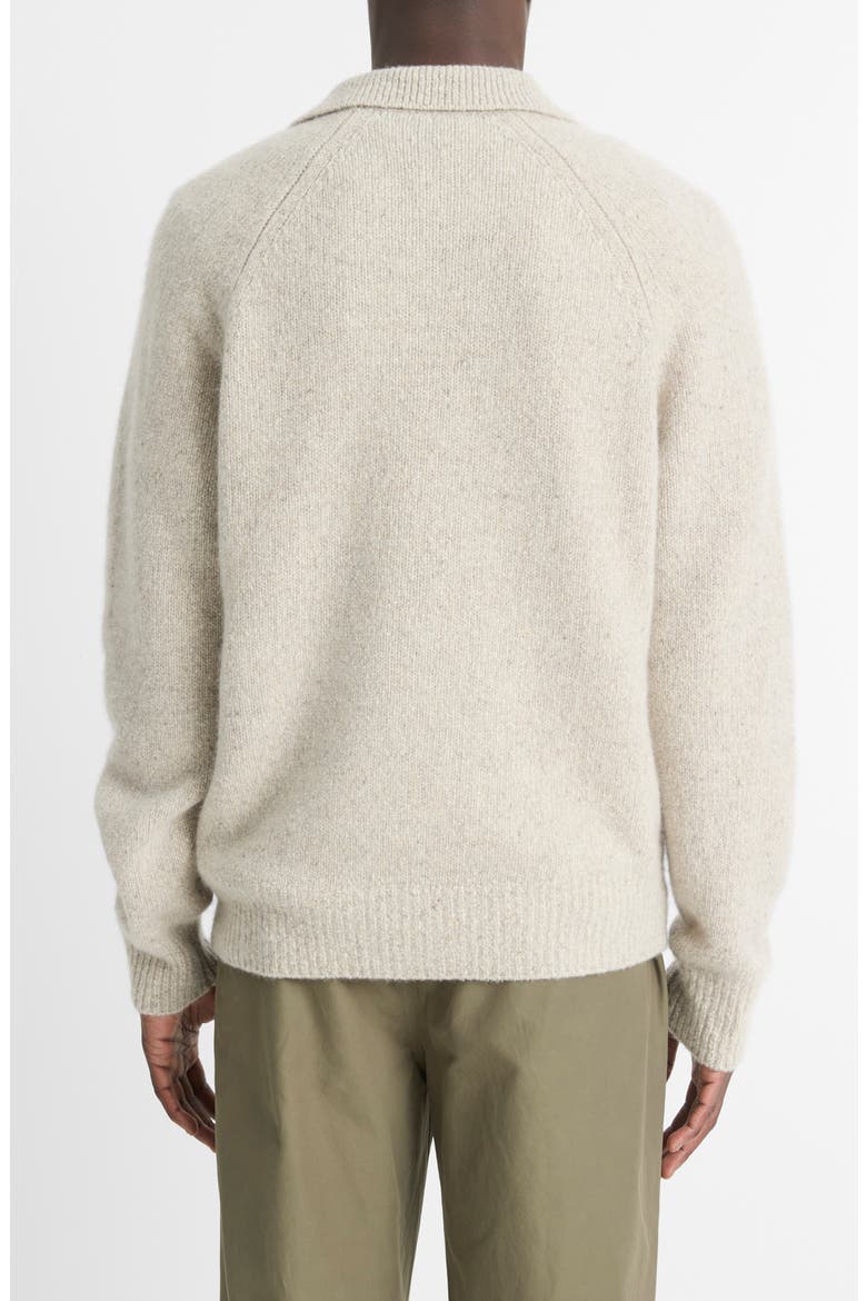 Cashmere Donegal Johnny Collar Sweater, Alternate, color, CAHUENGA KHAKI