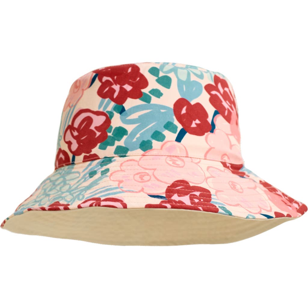 Lost Pattern Nyc "garden Chic" Reversible Floral Bucket Hat In Pink
