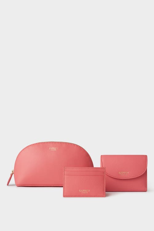 Osprey London The Tilly Leather Weekend Gift Set In Pink