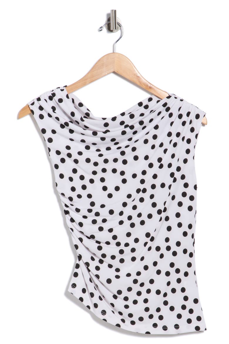 Asymmetric One-Shoulder Top, Alternate, color, WHITE/ BLACK