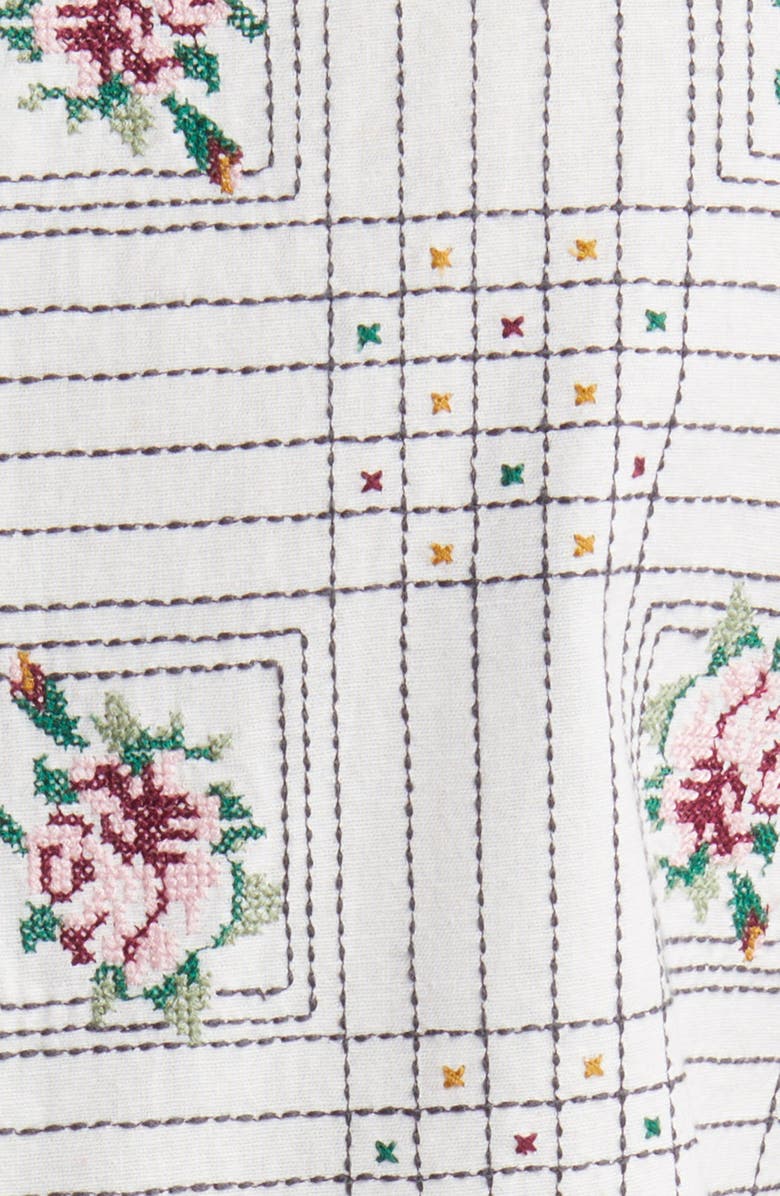 Wax London Didcot Embroidered Short Sleeve Cotton & Linen Button-Up Shirt, Alternate, color,