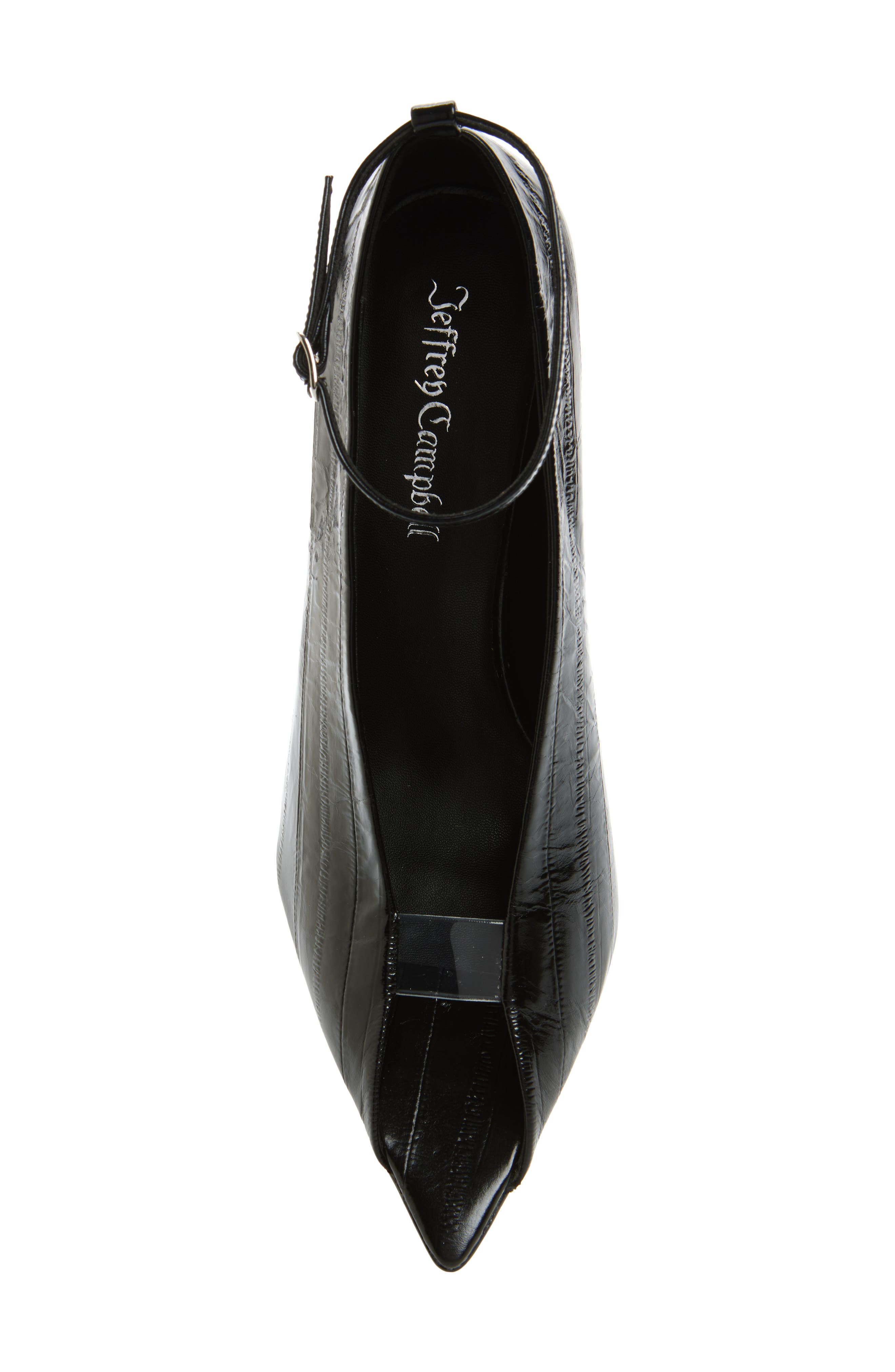 Jeffrey Campbell Inherit Ankle Strap Pointed Peep Toe Sandal, Alternate, color, Black Eel