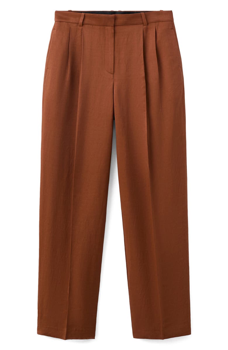 MANGO Pleated Straight Leg Pants, Main, color, Russet