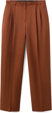 MANGO Pleated Straight Leg Pants