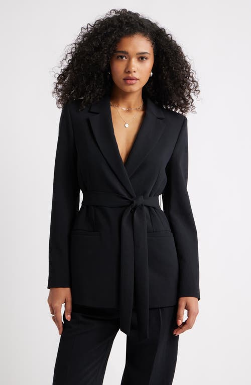 Open Edit Tie Waist Crepe Blazer