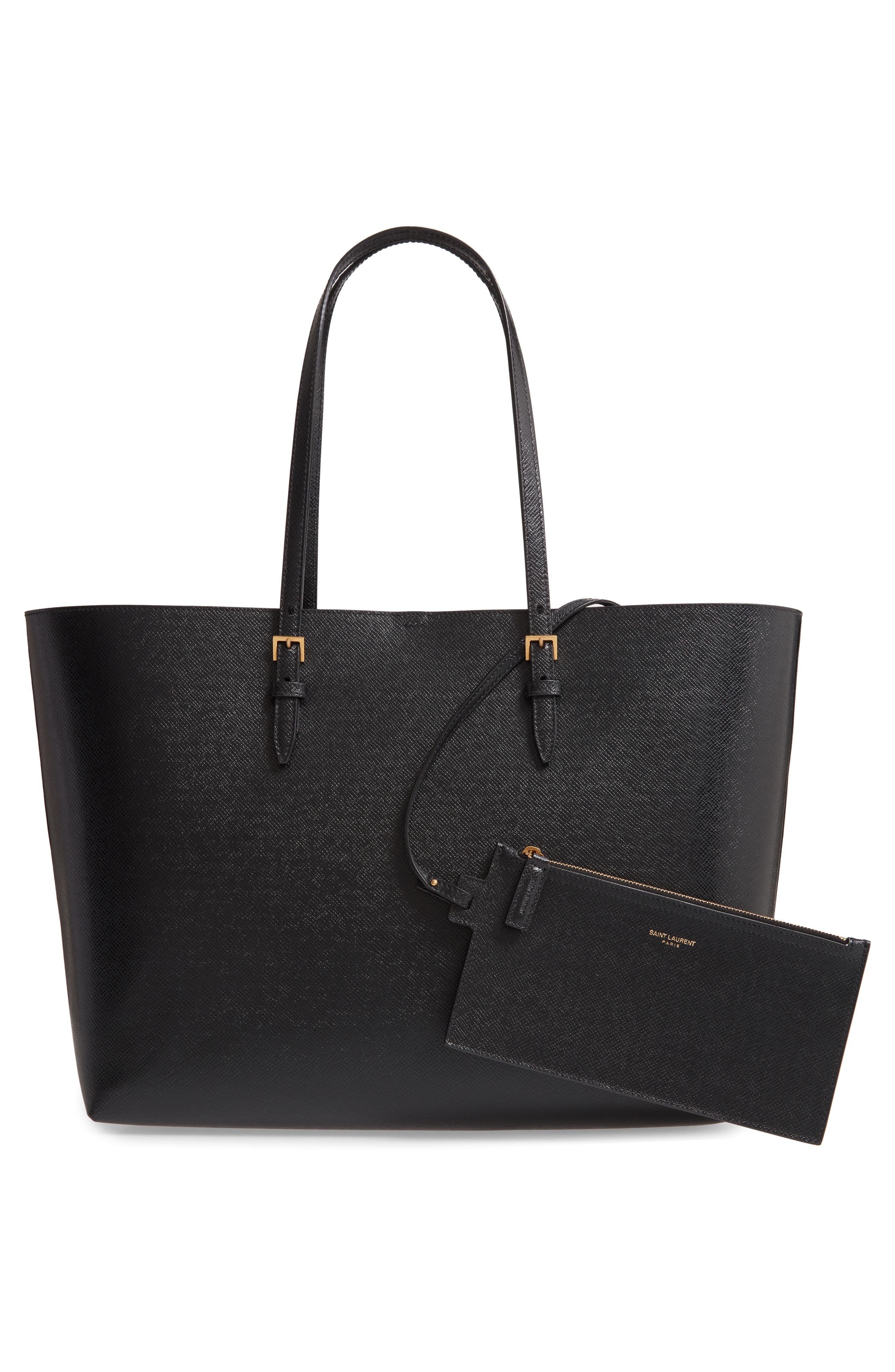 Saint Laurent Medium East/West Leather Shopping Tote, Alternate, color, 