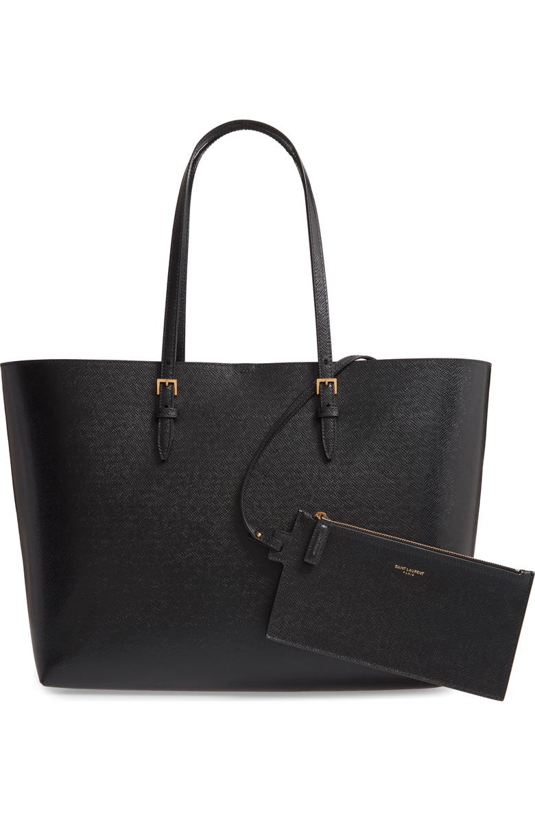 Saint Laurent Medium East/West Leather Shopping Tote, Alternate, color,