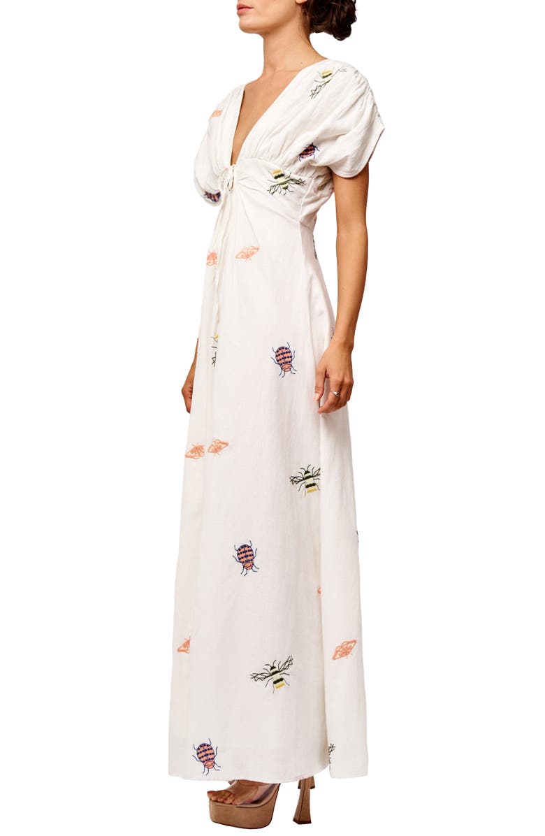 CIEBON Selma Embroidered Plunge Neck Maxi Dress, Alternate, color, 