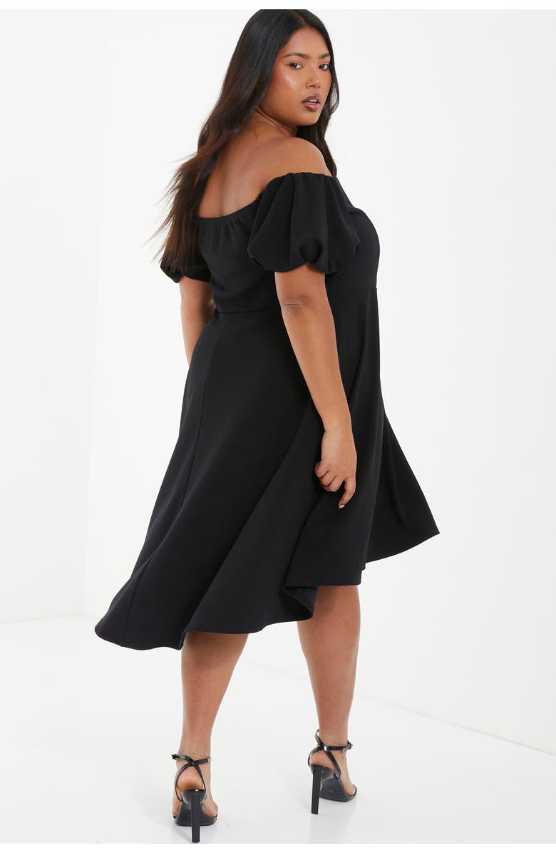 QUIZ Puff Sleeve Bardot Dress, Alternate, color,
